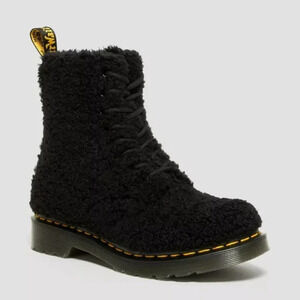 Dr. Martens 1460 Pascal Women's Faux  Shearling Boots in Black Lux Borg Sz 7 NWT